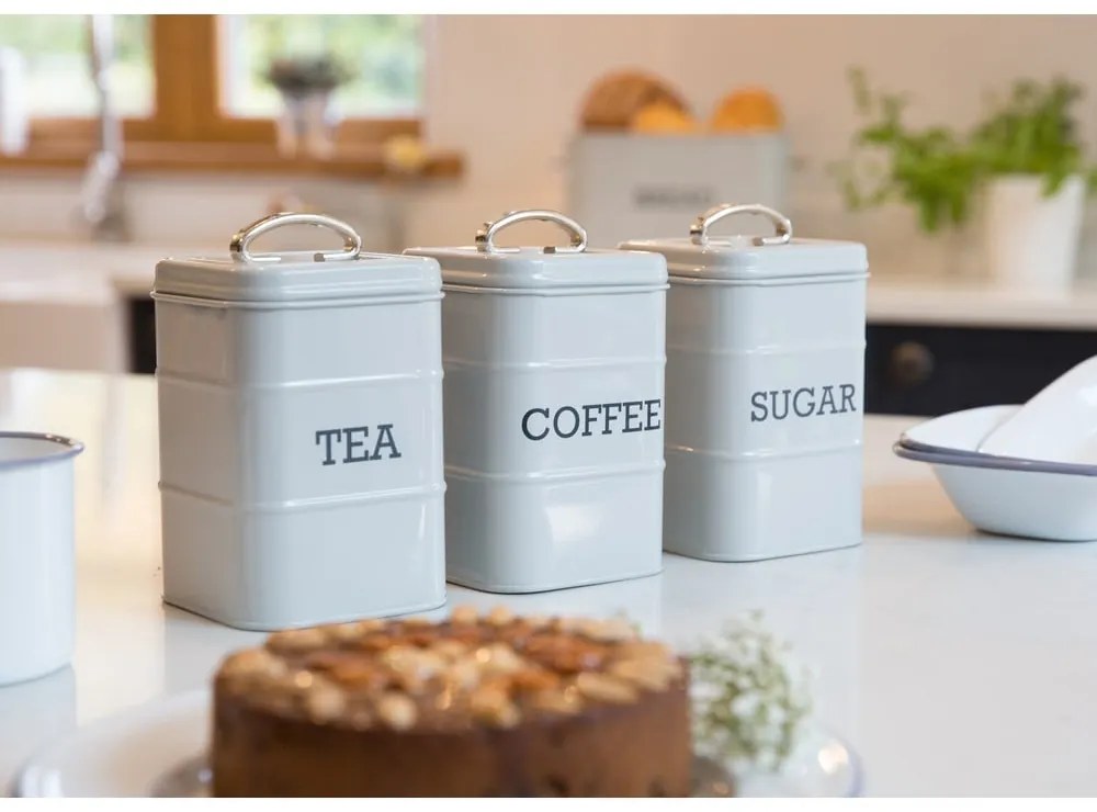 Cutie metalică pentru zahăr Kitchen Craft Nostalgia, gri, înălțime 17 cm