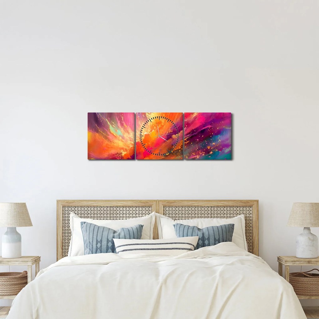 Tablou - Abstractizare dinamică (cu ceas) (90x30 cm)