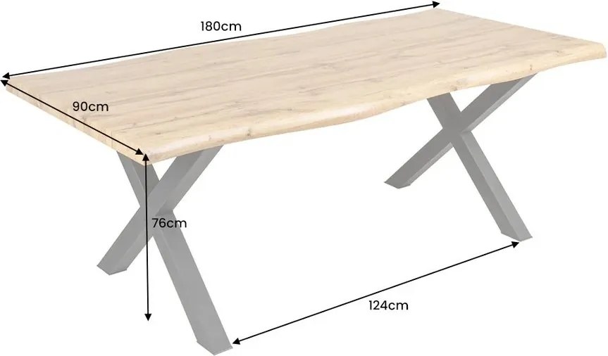 Masa Design Industrial WILD 180cm, aspect stejar salbatic