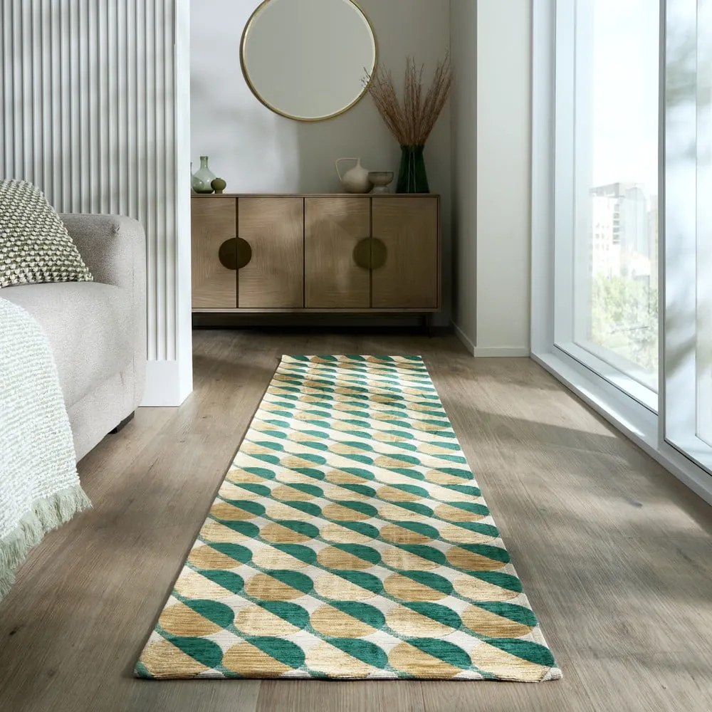 Covor tip traversă galben/verde 60x230 cm Carlos Circle Geo – Flair Rugs