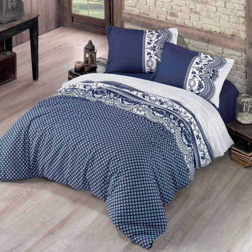 Lenjerie de pat din bumbac Canzone albastră, 140 x 220 cm, 70 x 90 cm, 140 x 220 cm, 70 x 90 cm