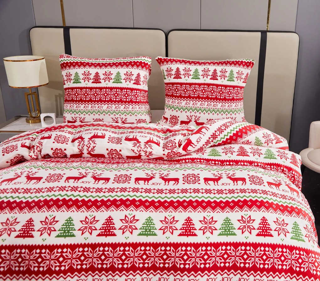 Lenjerie de pat din microplus alb CHRISTMAS JOY Dimensiune lenjerie de pat: 2 buc 70 x 90 cm | 200 x 220 cm