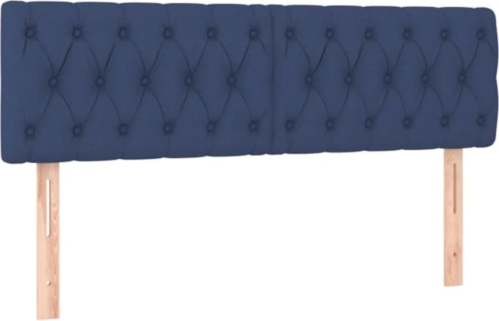 vidaXL Tăblii de pat, albastru, 160x7x78/88 cm, textil