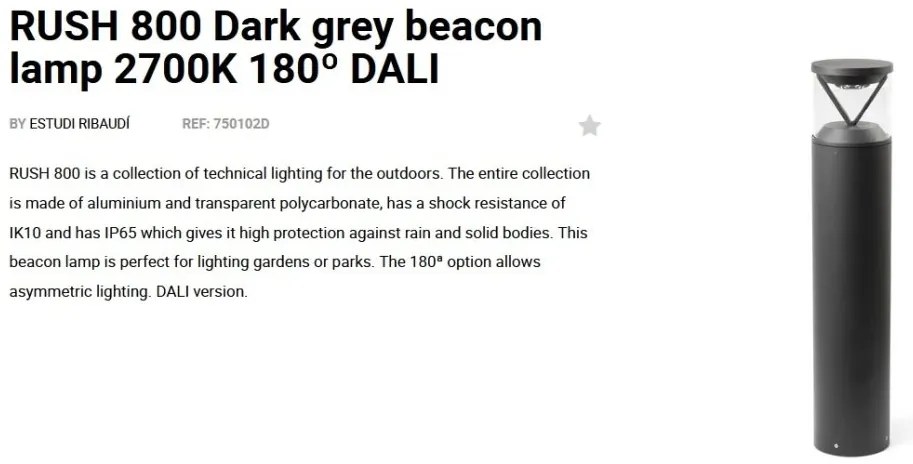Stalp LED iluminat exterior simetric 180º IP65 RUSH 80cm 2700K DALI