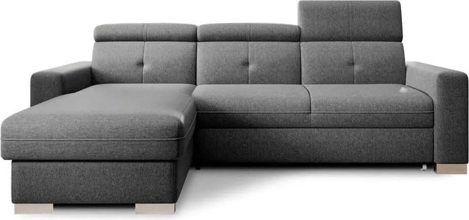 Colțar gri extensibil/cu spațiu de depozitare (cu colț pe partea stângă/cu șezlong) Fresia – ELTAP