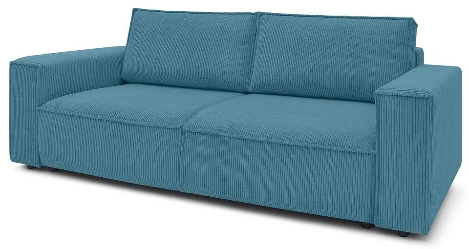 Canapea turcoaz extensibilă cu tapițerie din catifea reiată 245 cm Nihad – Bobochic Paris