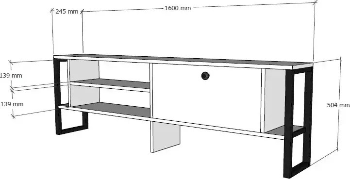 Comoda tv cu picioare metal  Ares Homs 160 cm, nuc-negru,10629