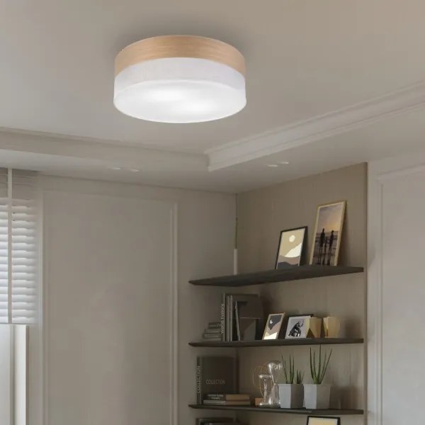 Plafonieră SIRJA WOOD 2xE27/15W/230V d. 45 cm alb/stejar