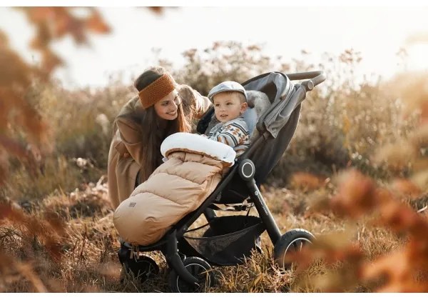 Sac pentru cărucior 4 în 1 PETITE&MARS COMFY Elegant Caramel/Beige brown