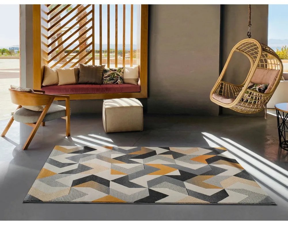 Covor Universal Gladys Abstract, 80 x 150 cm, portocaliu-gri