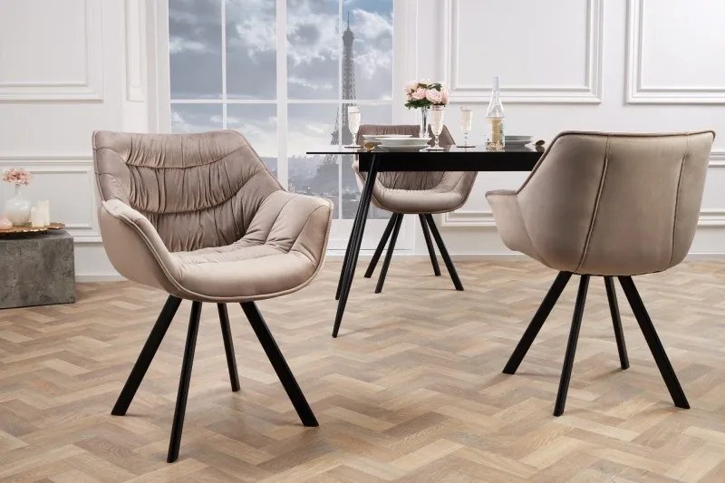 Scaun design retro Dutch Comfort, catifea greige