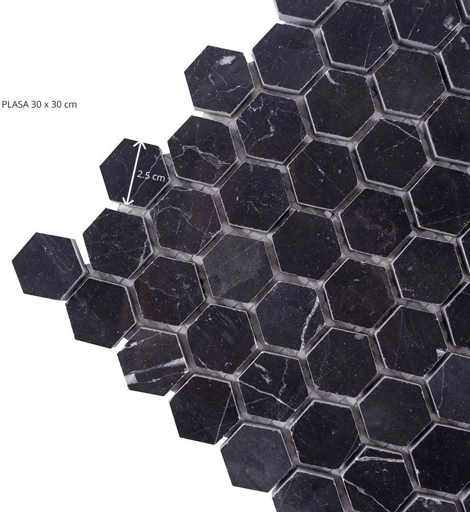 Mozaic Marmura Nero Marquina Hexagon Polisata