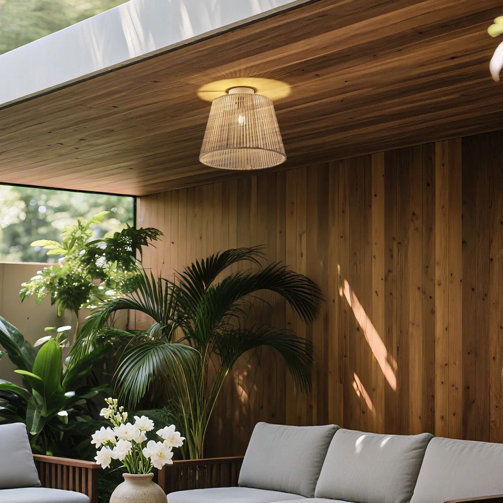 Plafonieră de exterior Japandi cu frânghie bej IP54 - Jayla