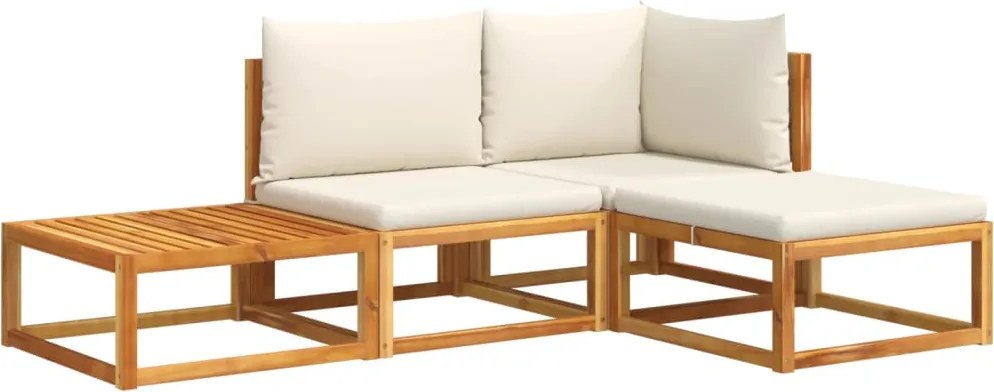 vidaXL Set canapele de grădină cu 4 piese și perne, lemn de salcâm și ratan
