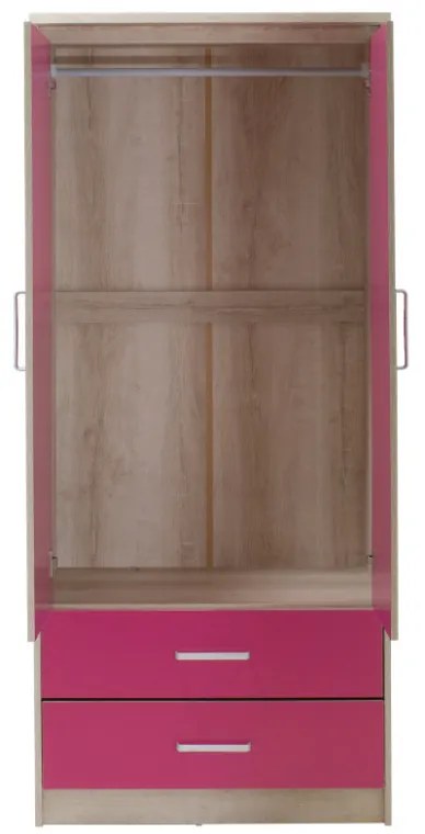Dulap Copii Looney Cu 2 Uși Și Sertare Culoare Castillo-Roz 81x57x183 cm
