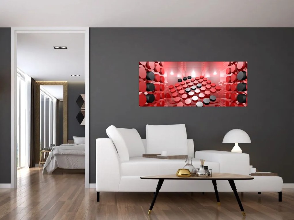 Tablou cu abstracți din butoane (120x50 cm)