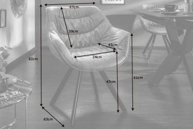 Scaun design retro Dutch Comfort, catifea gri