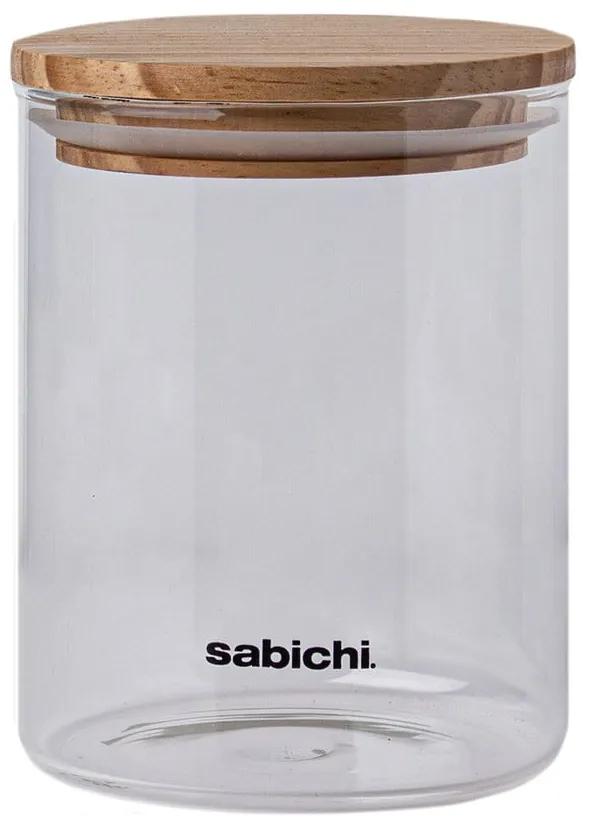 Recipient din sticlă cu capac din lemn pentru alimente Sabichi, 0,9 l