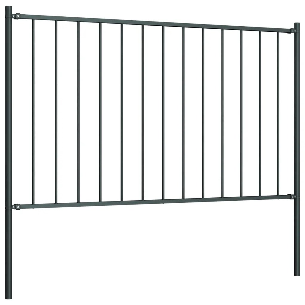 Panou de gard cu stalpi, antracit, 1,7 x 0,75 m, otel 1, Antracit, 1.7 x 0.75 m