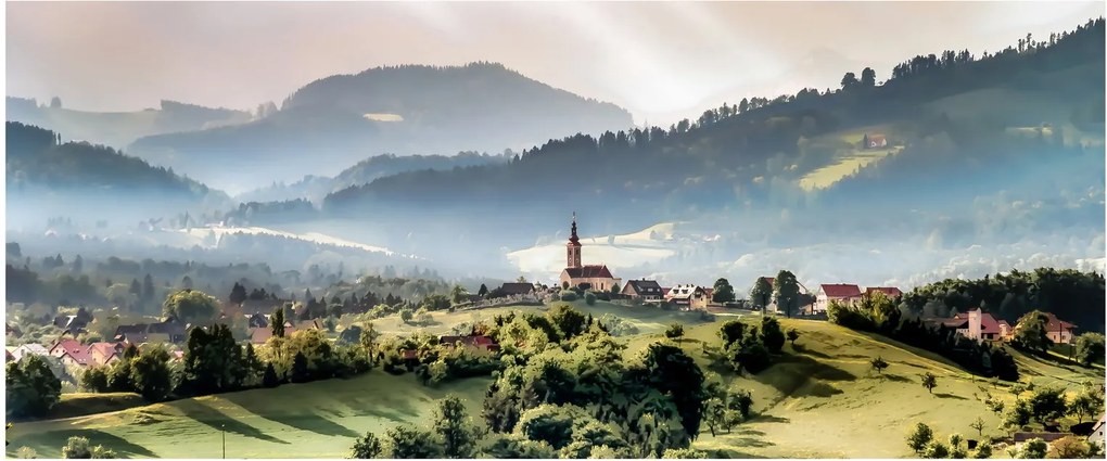 Tablou - sătuț în ceață (120x50 cm)