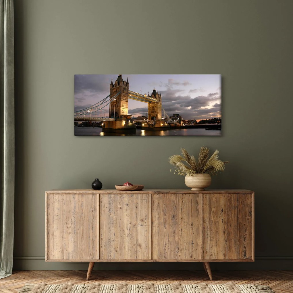 Tablou - Tower Bridge la noapte (120x50 cm)