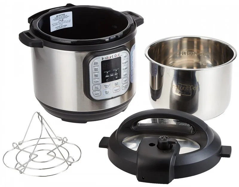 Multicooker Instant Pot DUO 6 112018201, 1000W, 5.7L, 13 programe, 7 functii, Sistem de siguranta, Argintiu/Negru