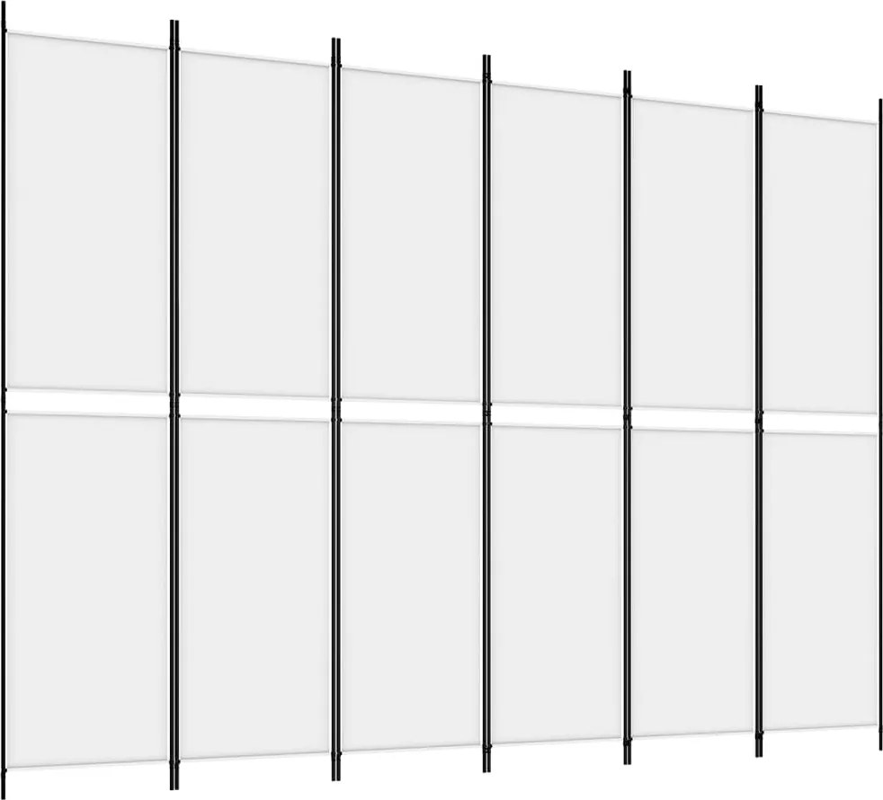 vidaXL Paravan de cameră cu 6 panouri, alb, 300x220 cm, textil