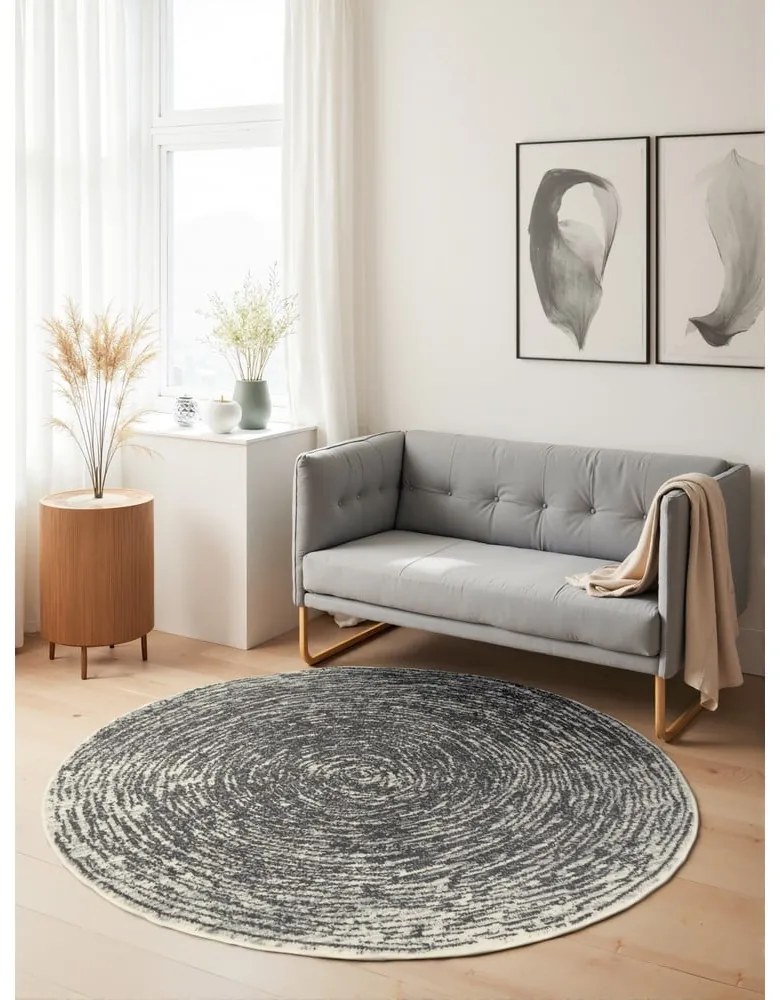 Covor gri-crem rotund ø 120 cm Gloria Cavallo – Hanse Home