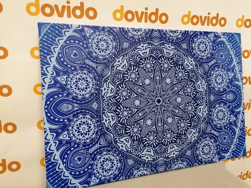 Tablou Mandala ornamentală cu dantelă în culoarea albastră