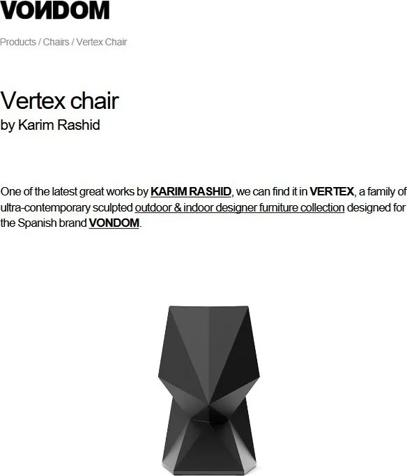 Scaun design modern, exterior, interior, VERTEX CHAIR 51007 Vondom