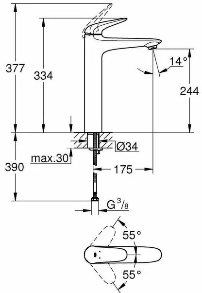 Baterie lavoar inalta Grohe Eurostyle New XL crom lucios