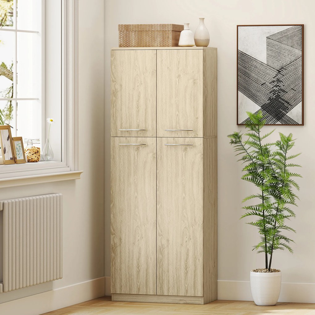 HOMCOM Mobilier de Depozitare cu 2 Dulapuri și Rafturi Reglabile din Lemn Stejar | Aosom Romania