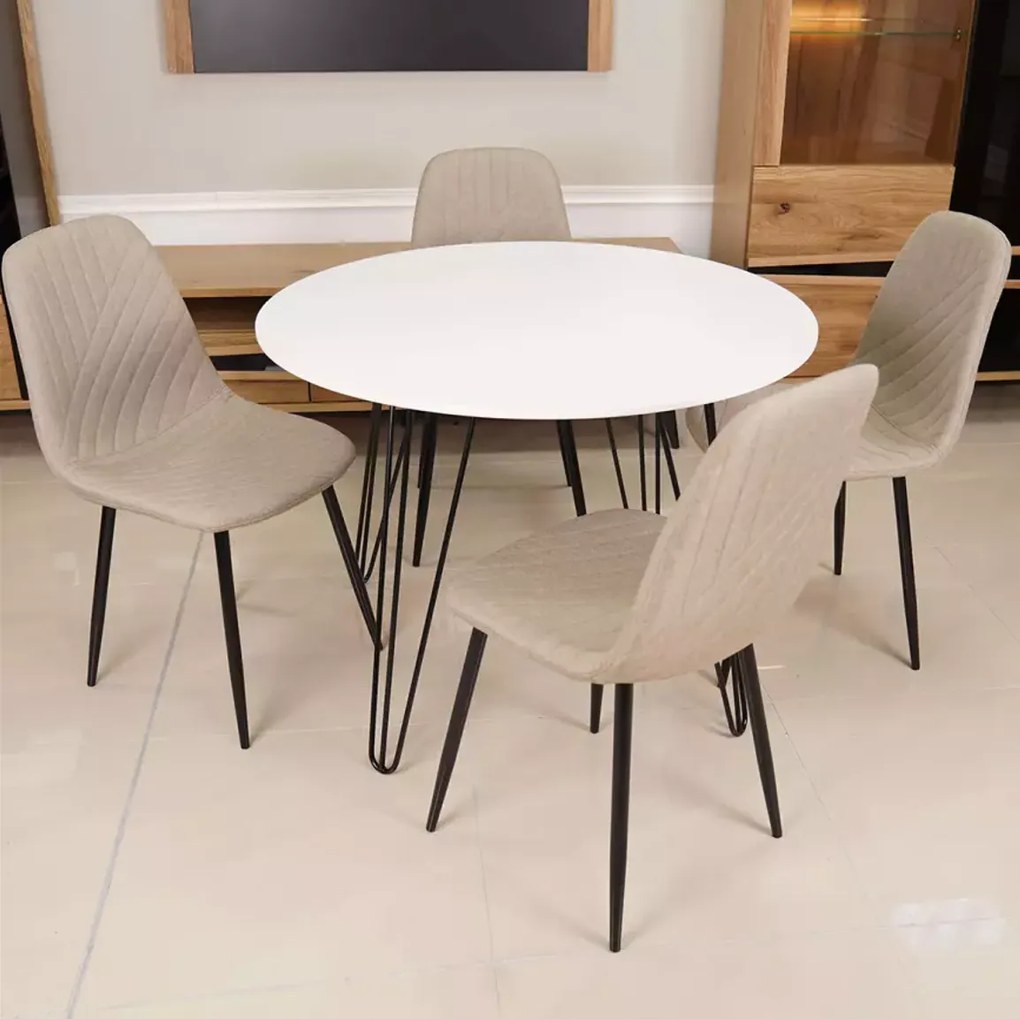 Masa rotunda de sufragerie HARRY 90x90, alb