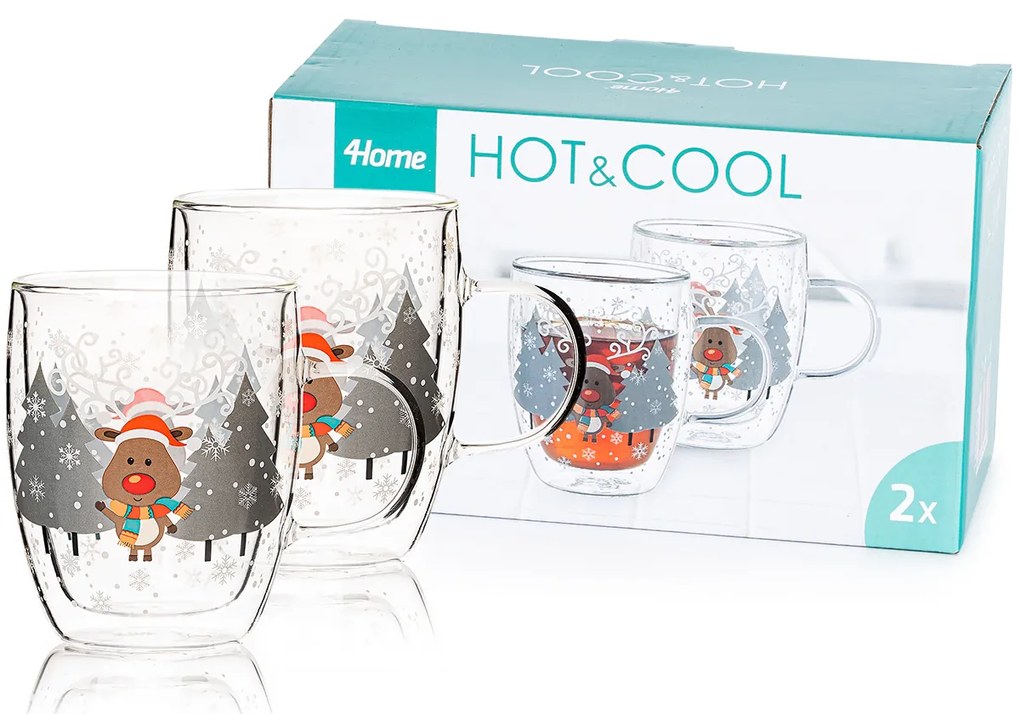 Pahare termo 4Home Mug Reindeer Hot&Cool 270ml,2 buc.