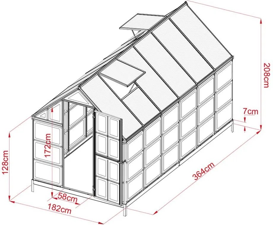 Seră din policarbonat pentru grădină CRAFTFIELD 3,64 m +cadou bază pentru seră GRATUIT