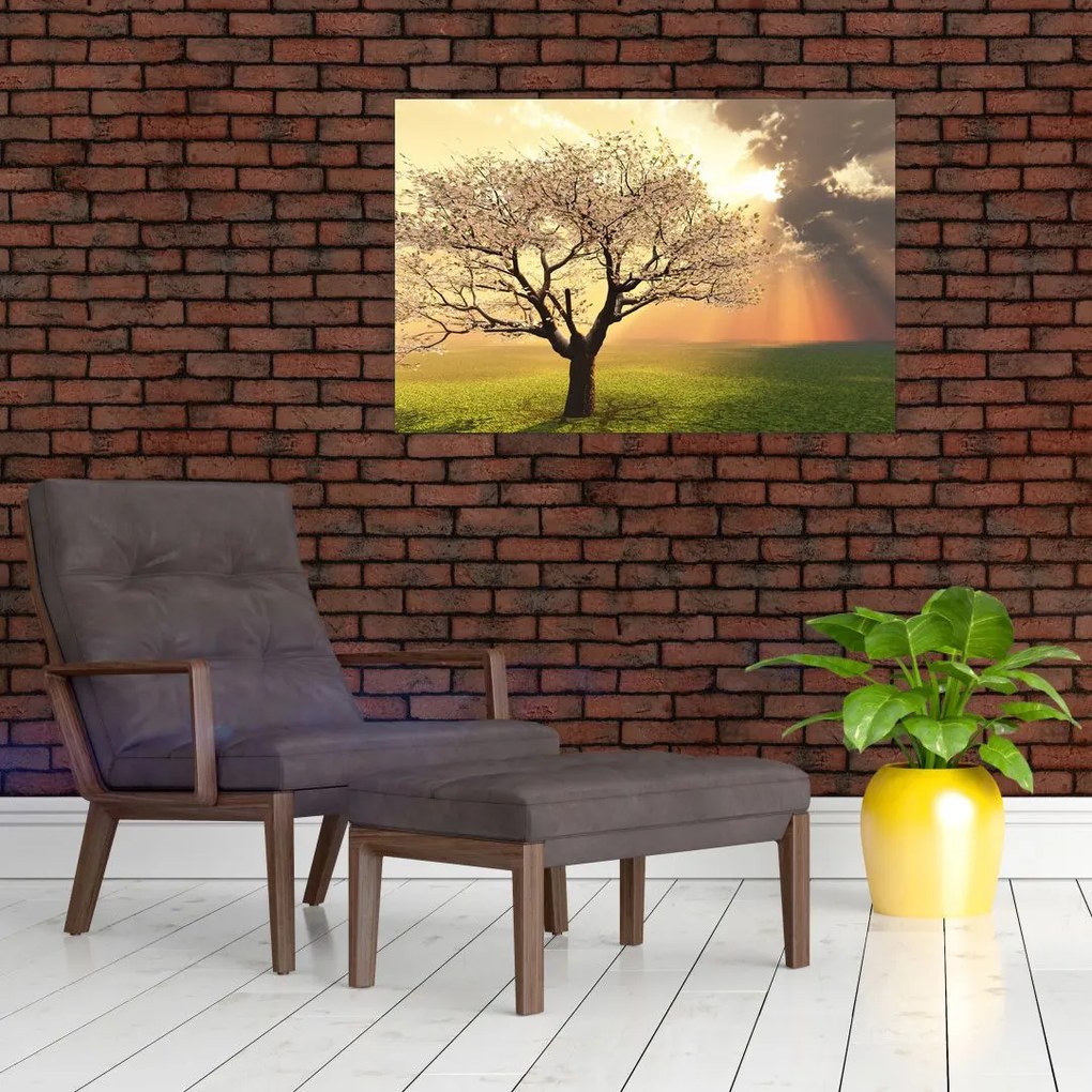 Tablou cu copac pe luncă (90x60 cm)