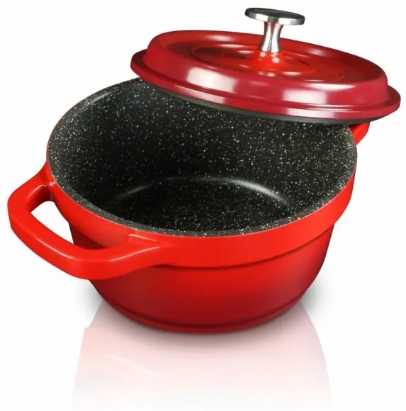 Cratita + capac Home Chef, Heinner Home, 1.2 l, aluminiu turnat, negru/rosu