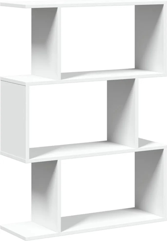 vidaXL Bibliotecă separatoare de cameră cu 3 niveluri, albă, 70x24x97 cm, lemn stratificat