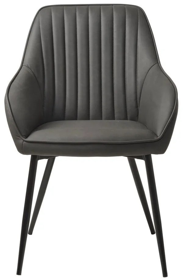 Set de scaune de sufragerie gri închis cu cotiere 2 buc. tapițat Nolan Stripe – Unique Furniture