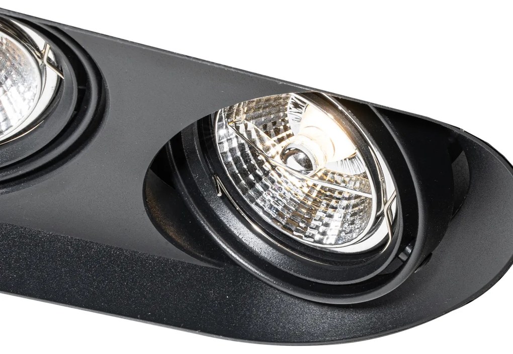 Set de 6 spoturi încastrate rotunjite negre GU10 70mm cu 2 lumini - Hubs