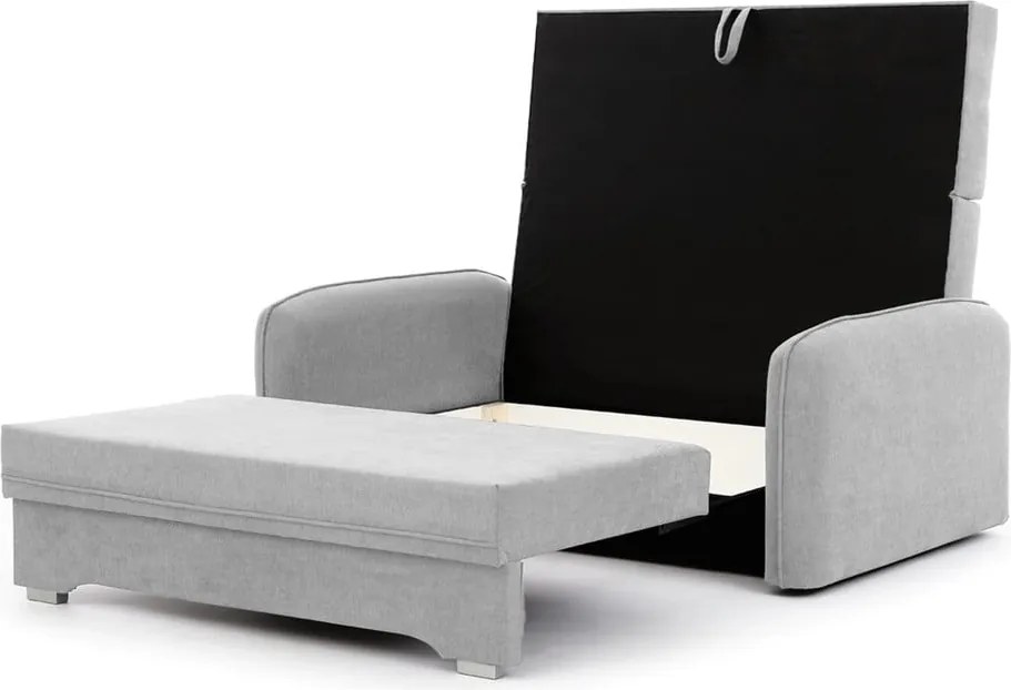 Canapea gri deschis extensibilă/cu spațiu de depozitare cu tapițerie din chenille 155 cm Laine – ELTAP