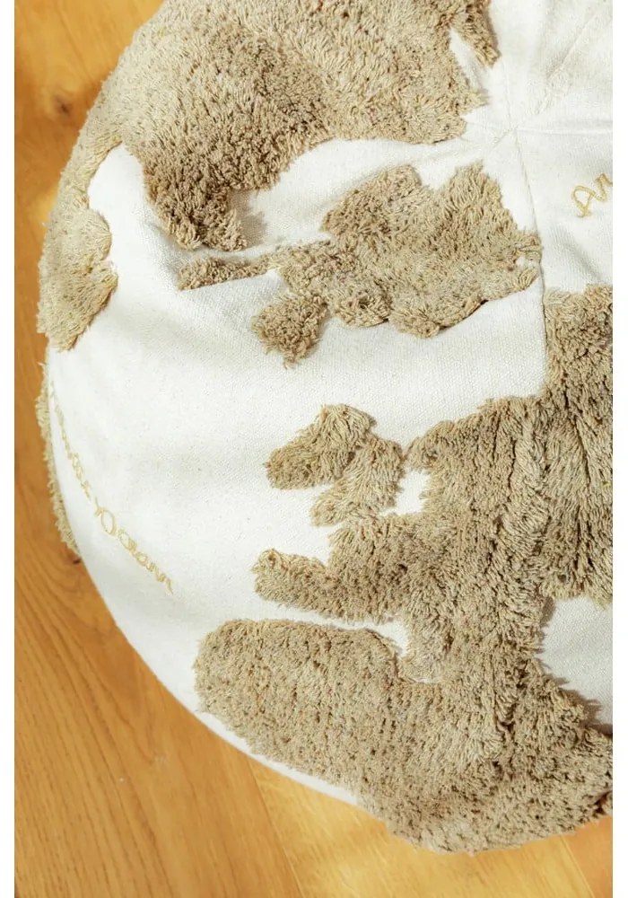 Fotoliu puf pentru copii verde-crem World Map – Lorena Canals