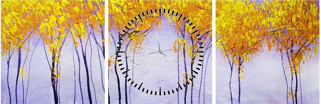 Tablou - Copaci galbeni (cu ceas) (90x30 cm)