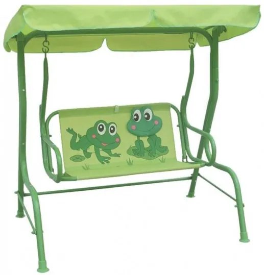 Balansoar/leagan pentru copii, verde, model broscute, 115x75x110 cm, Sandia