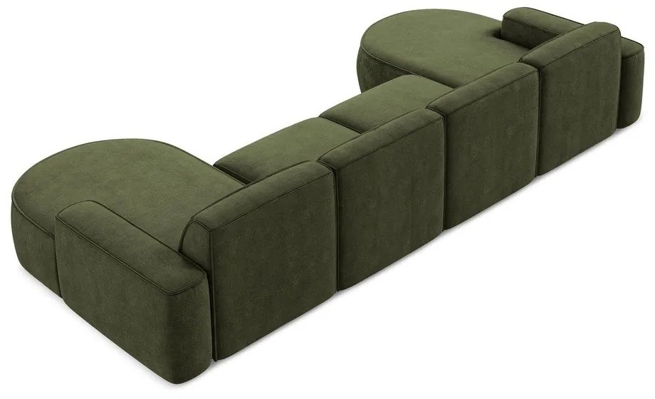 Colțar verde cu tapițerie din chenille (în formă de "U") Omao – Makamii