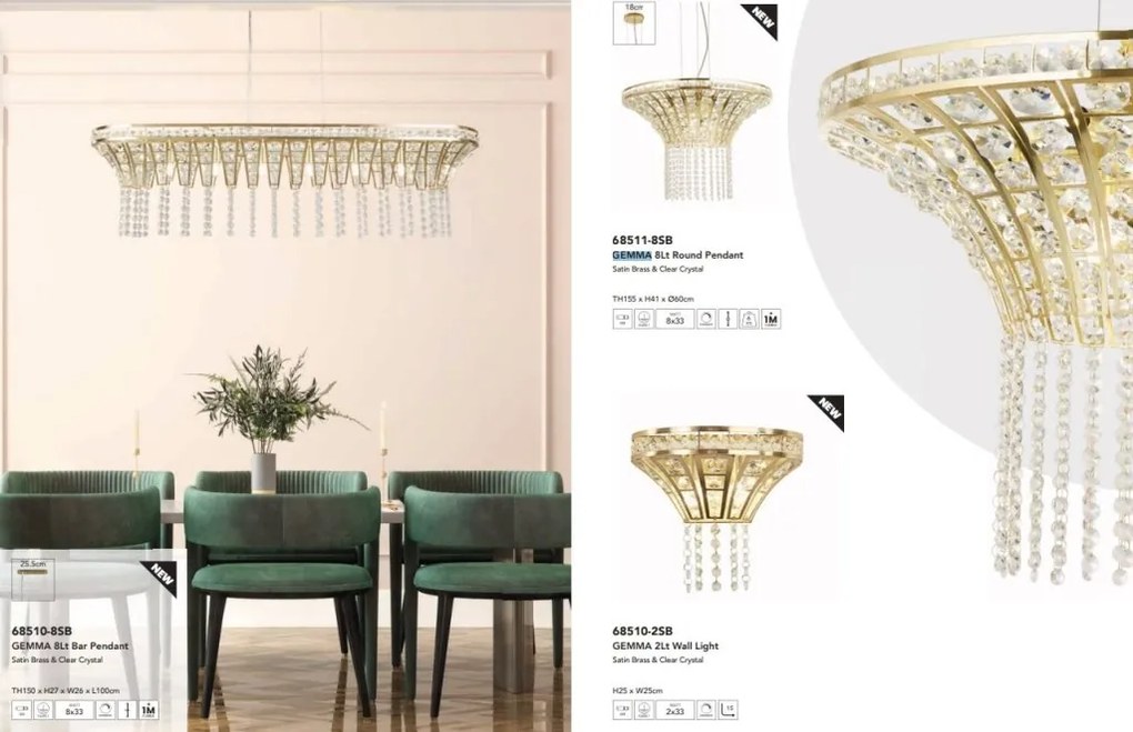 Lustra eleganta decorata cu cristale Gemma 8Lt