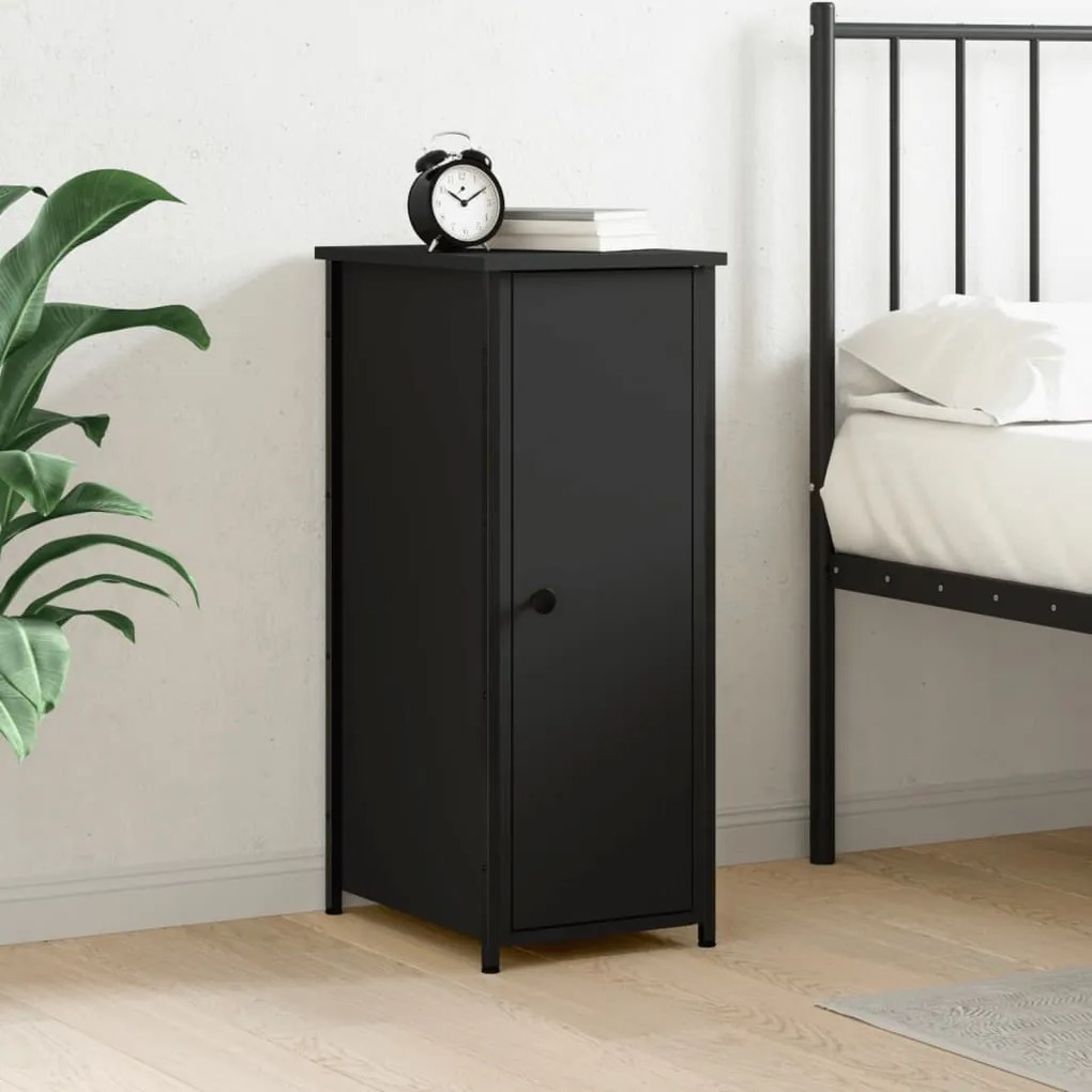 825963 vidaXL Noptieră, negru, 32x42x80 cm, lemn compozit