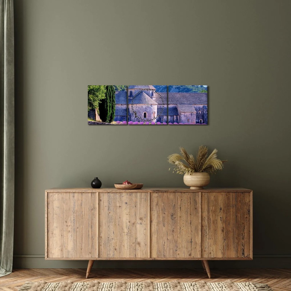 Tablou - Câmp de lavandă (cu ceas) (90x30 cm)