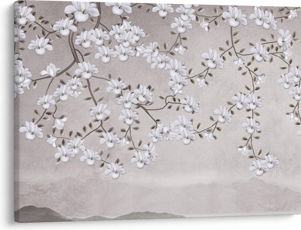 Tablou - Flori într-un peisaj gri (70x50 cm)