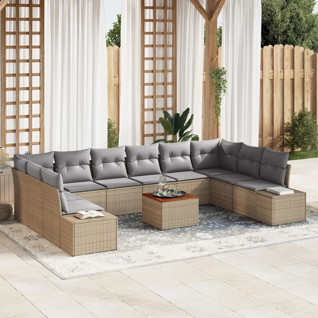 vidaXL Set de canapele pentru grădină 11 pcs bej și gri deschis